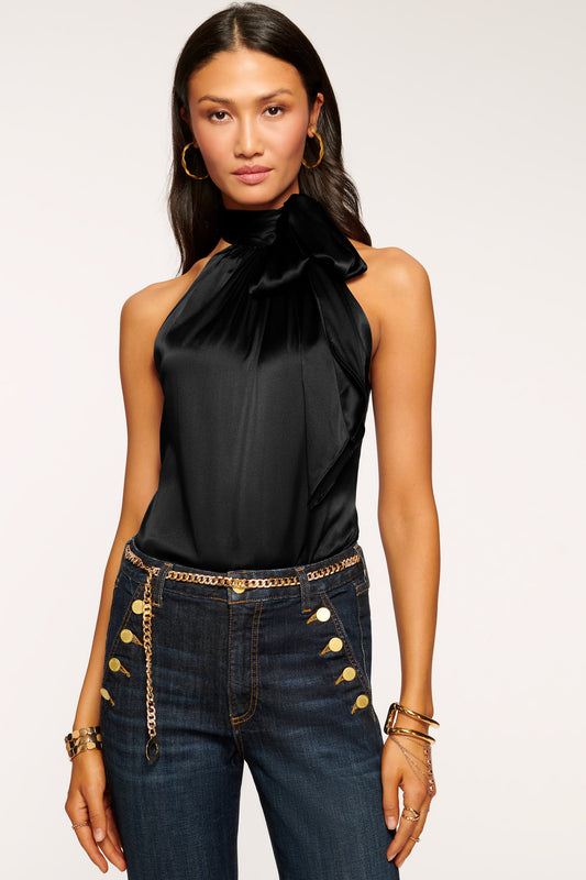 Lori Silk High Neck Tank Top