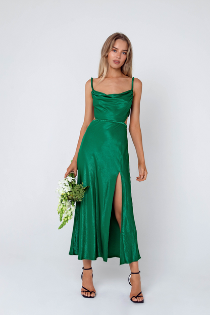 Fay Satin Cocktail Midi Dress