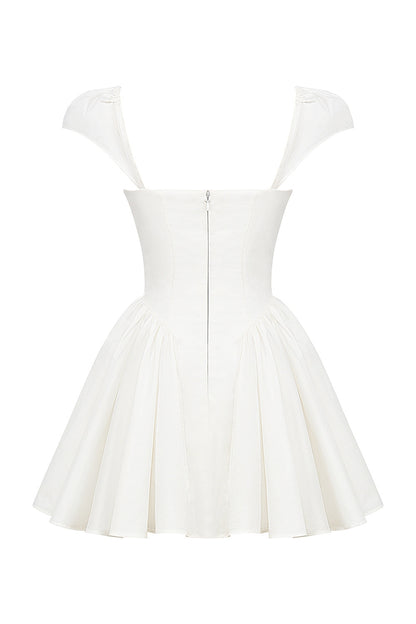 white cotton corset mini dress