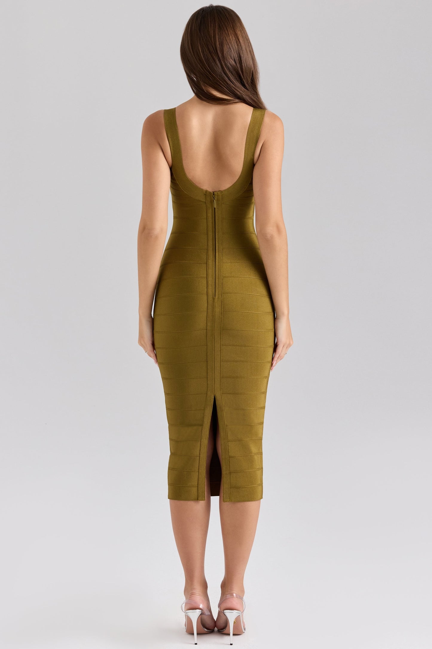 olive midi bandage dress