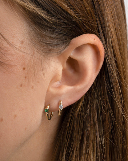 Diamond Spiral Huggie Hoops