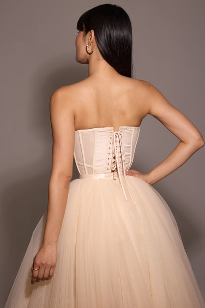 vintage cream tulle midi dress