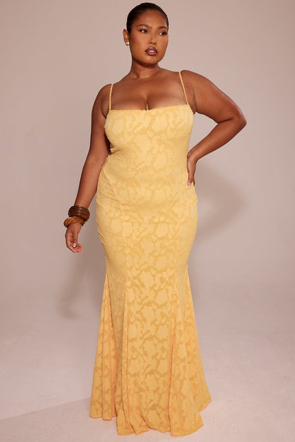 apricot lace up back maxi dress
