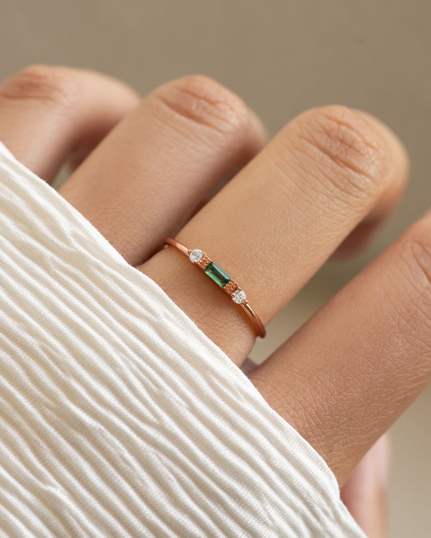 Emerald Baguette Ring