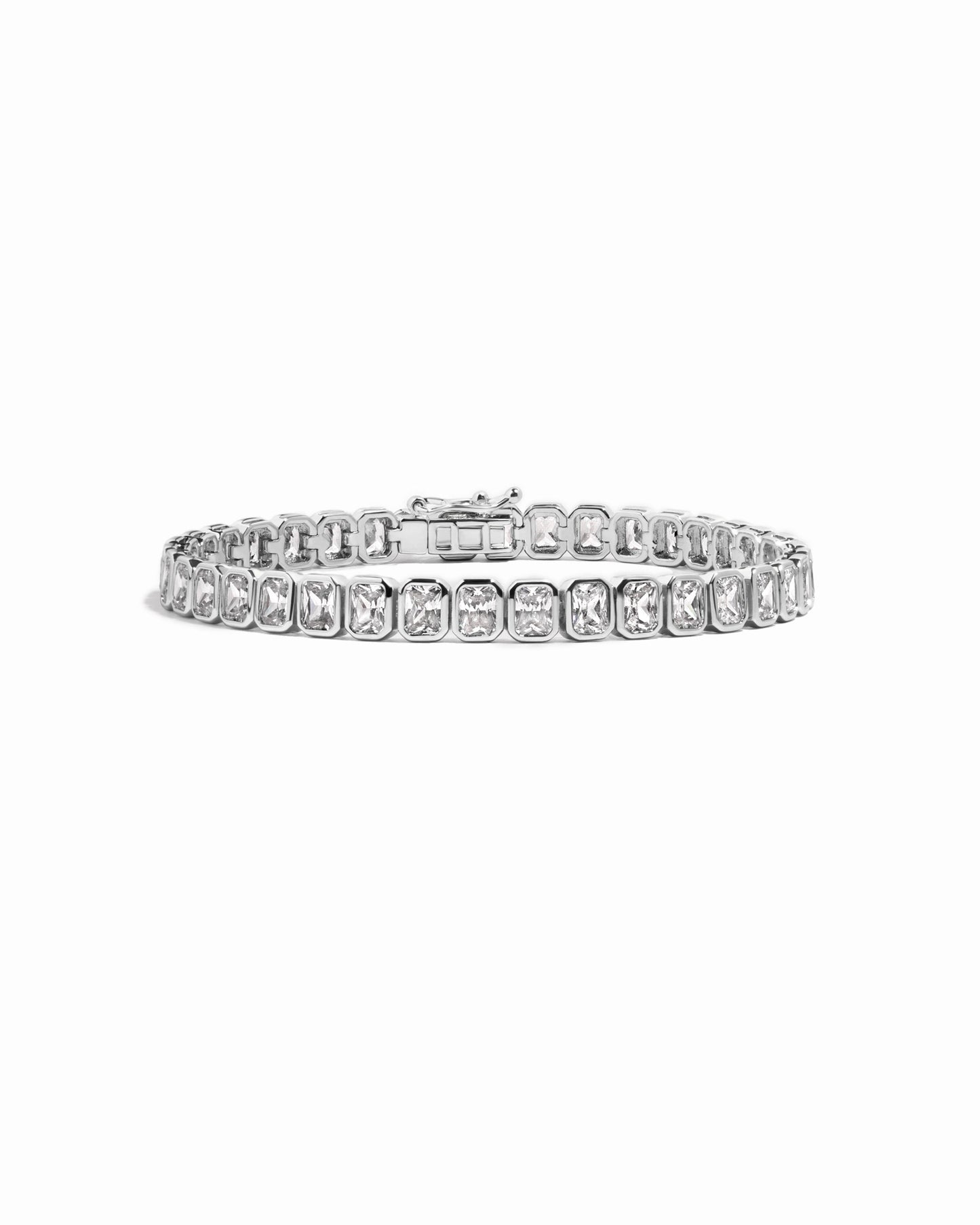 Emerald-Cut Bezel Tennis Bracelet