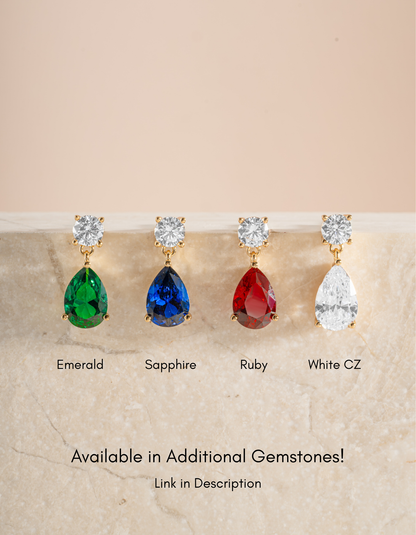 Camille Emerald Pear Drop Earrings