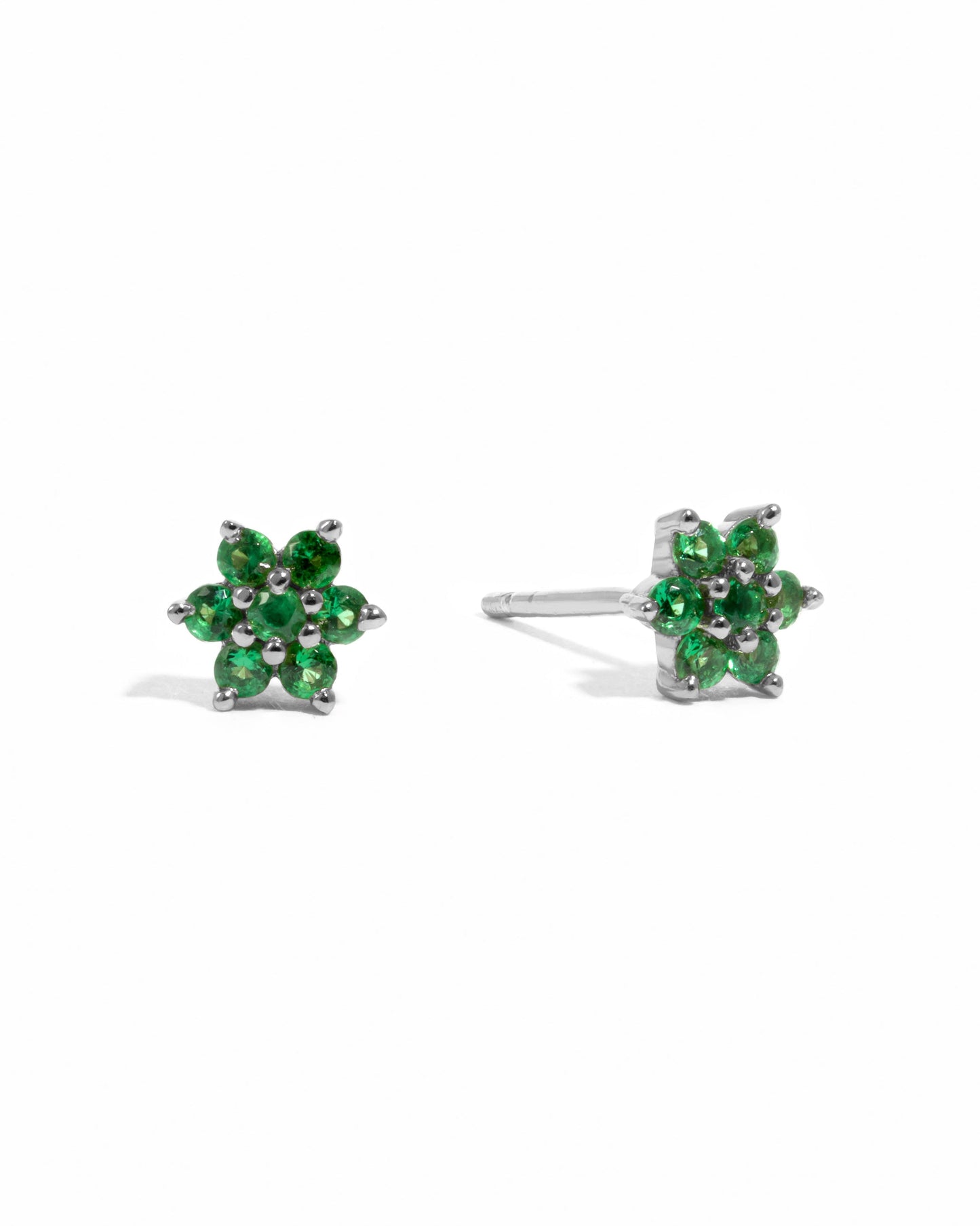 Emerald Flower Studs