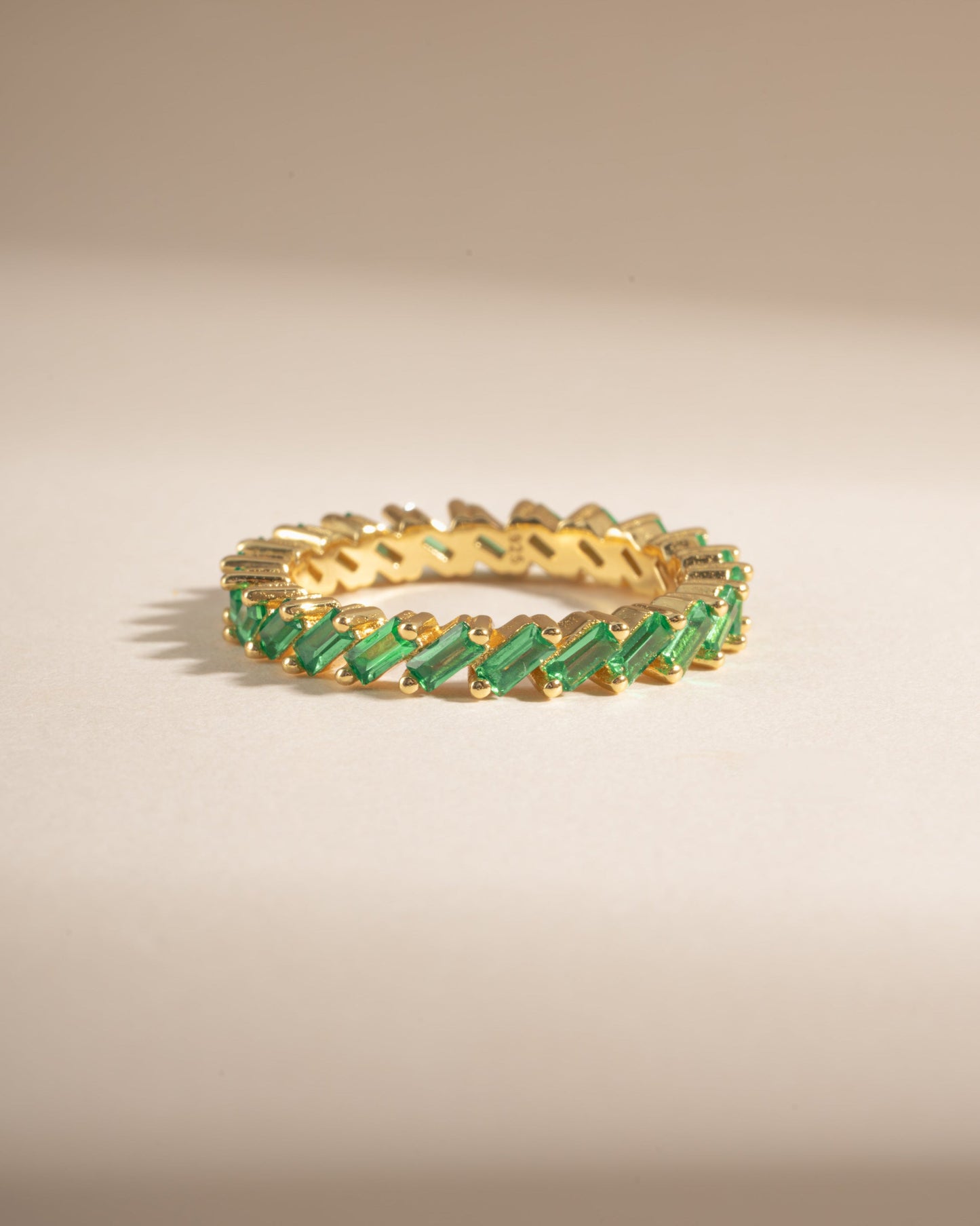 Slanted Emerald Baguette Ring
