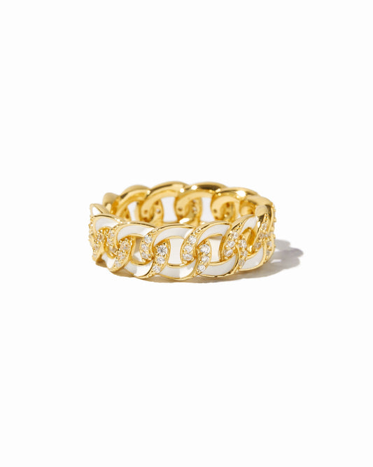 White Enamel Chain Ring