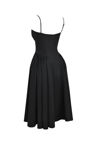 black corset midi dress