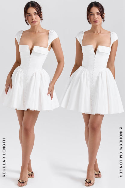 white cotton corset mini dress