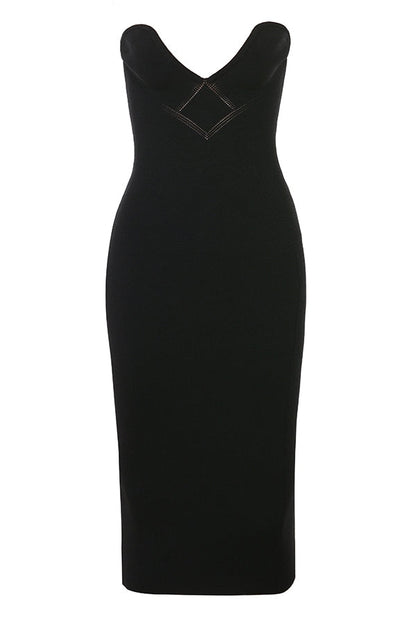 black strapless midi dress - sale