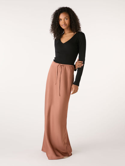 Flora Puddle Maxi Skirt in Bronze