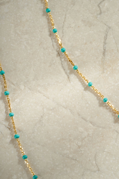 Turquoise Enamel Beaded Necklace
