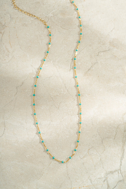 Turquoise Enamel Beaded Necklace