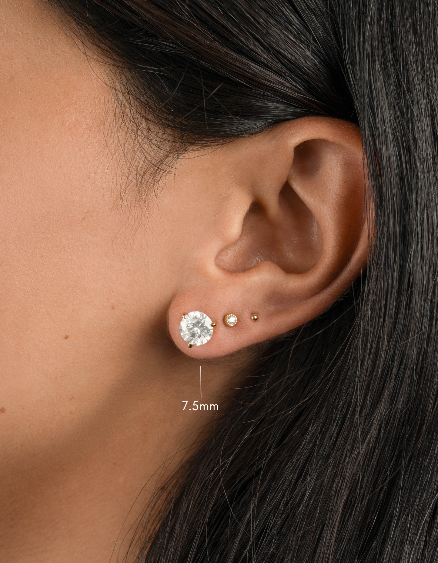 7.5mm Round Solitaire Stud Earrings