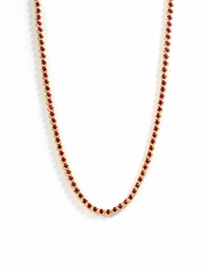 Ruby Bezel Tennis Necklace
