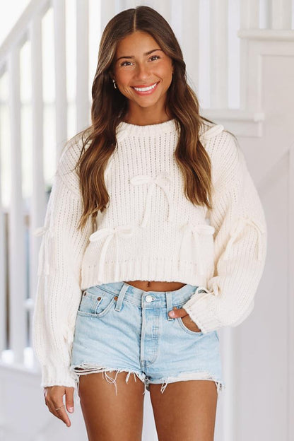 Endless Crush Chunky Bow Sweater  - Ivory (FINAL SALE)