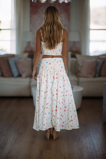 Nalu Dreams Maxi Skirt - Off White, Blue, Red and Yellow