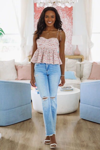 Sprinkle of Spring Babydoll Top - Red