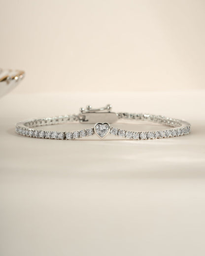 Heart Charm Tennis Bracelet