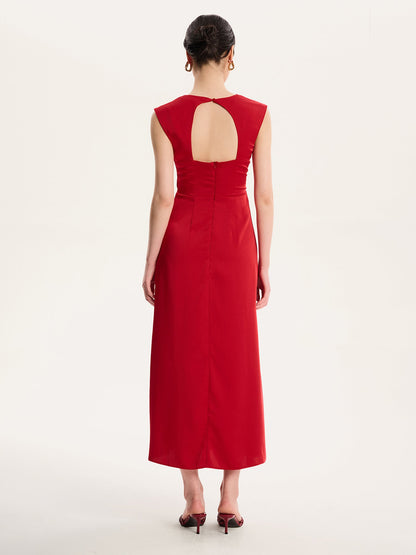 Marin Twist Satin Dress in Barbados CherryÂ 