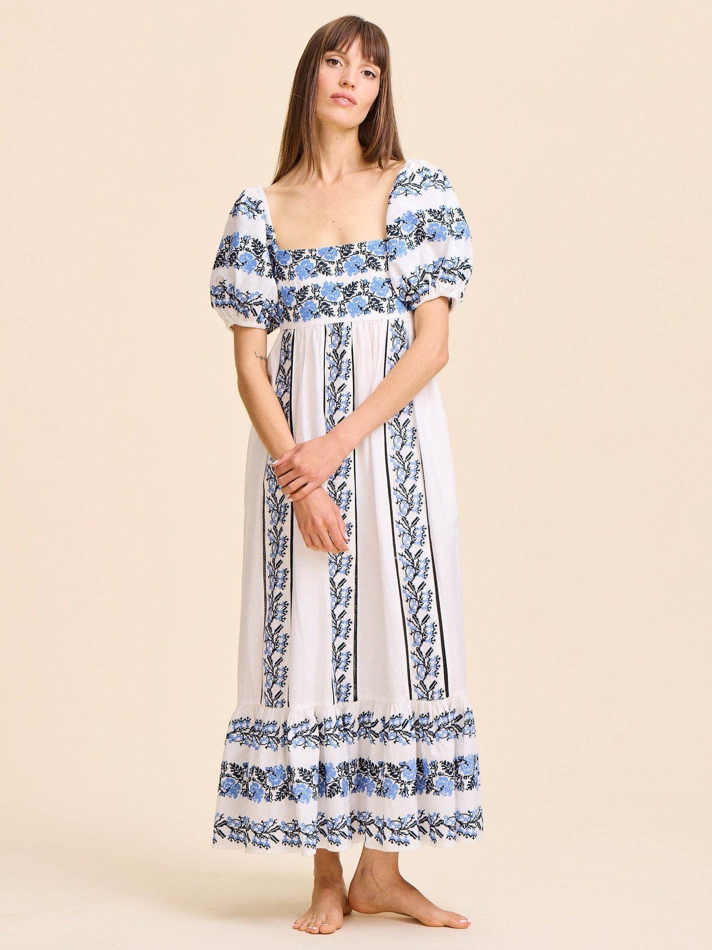 Kaiya Dress in Santorini Embroidery