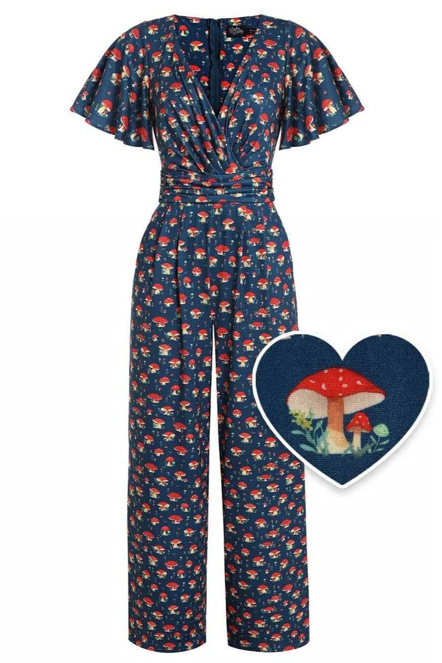 Esther Mushroom Navy Blue Jumpsuit