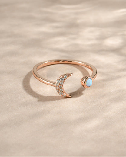 Opal & CZ Moon Ring