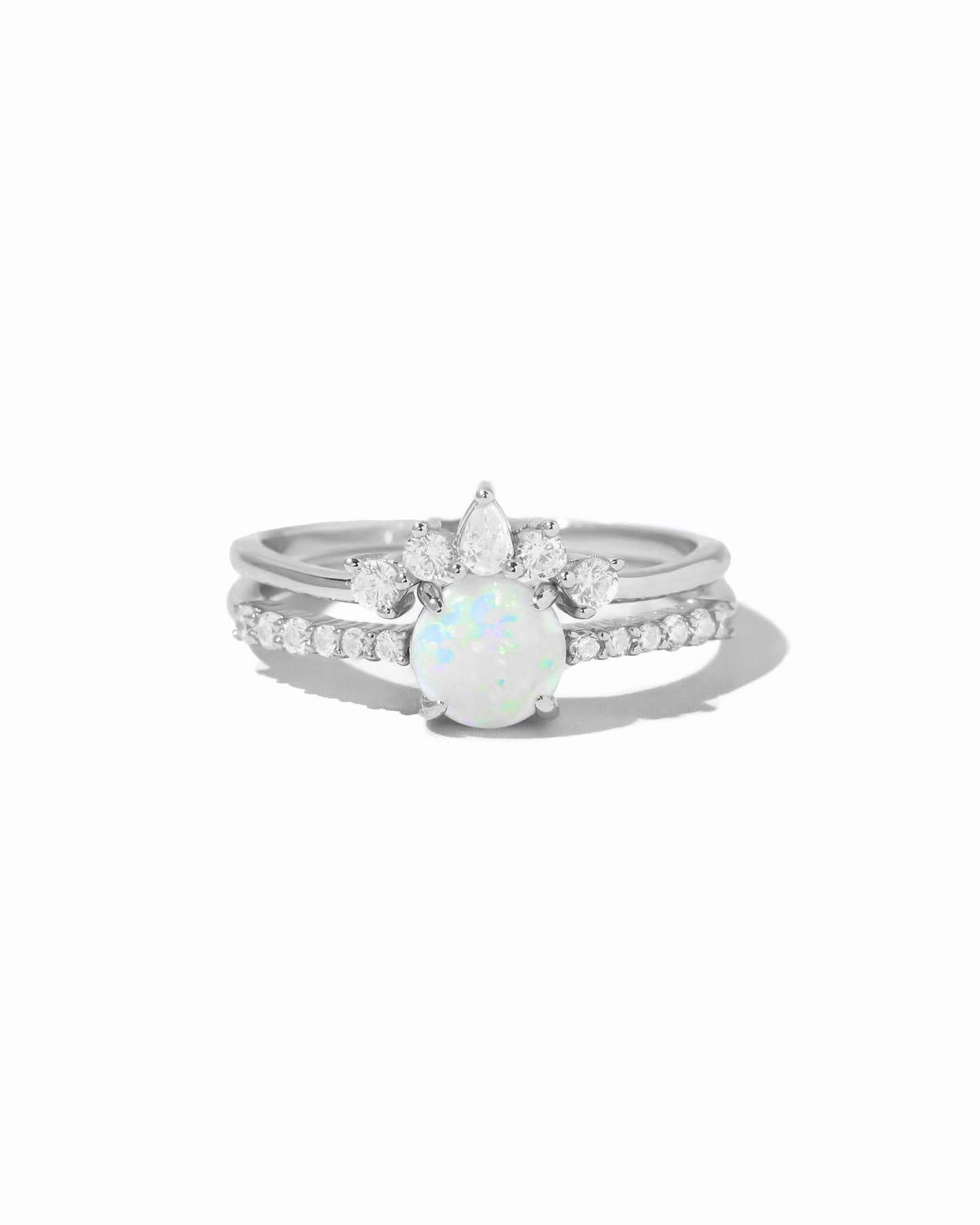 Opal Ring Set w Pave Ring