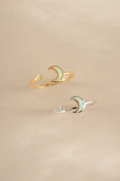 Opal Moon Ring