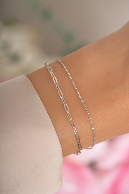 Paperclip & Chain Bracelet Set