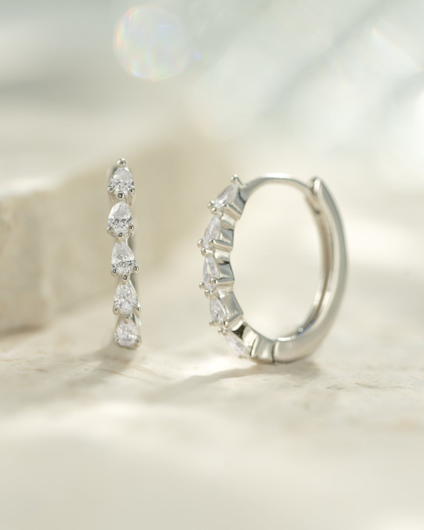 Pear Stone Hoops