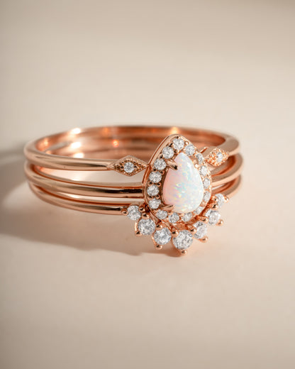Pear Opal Ring Set
