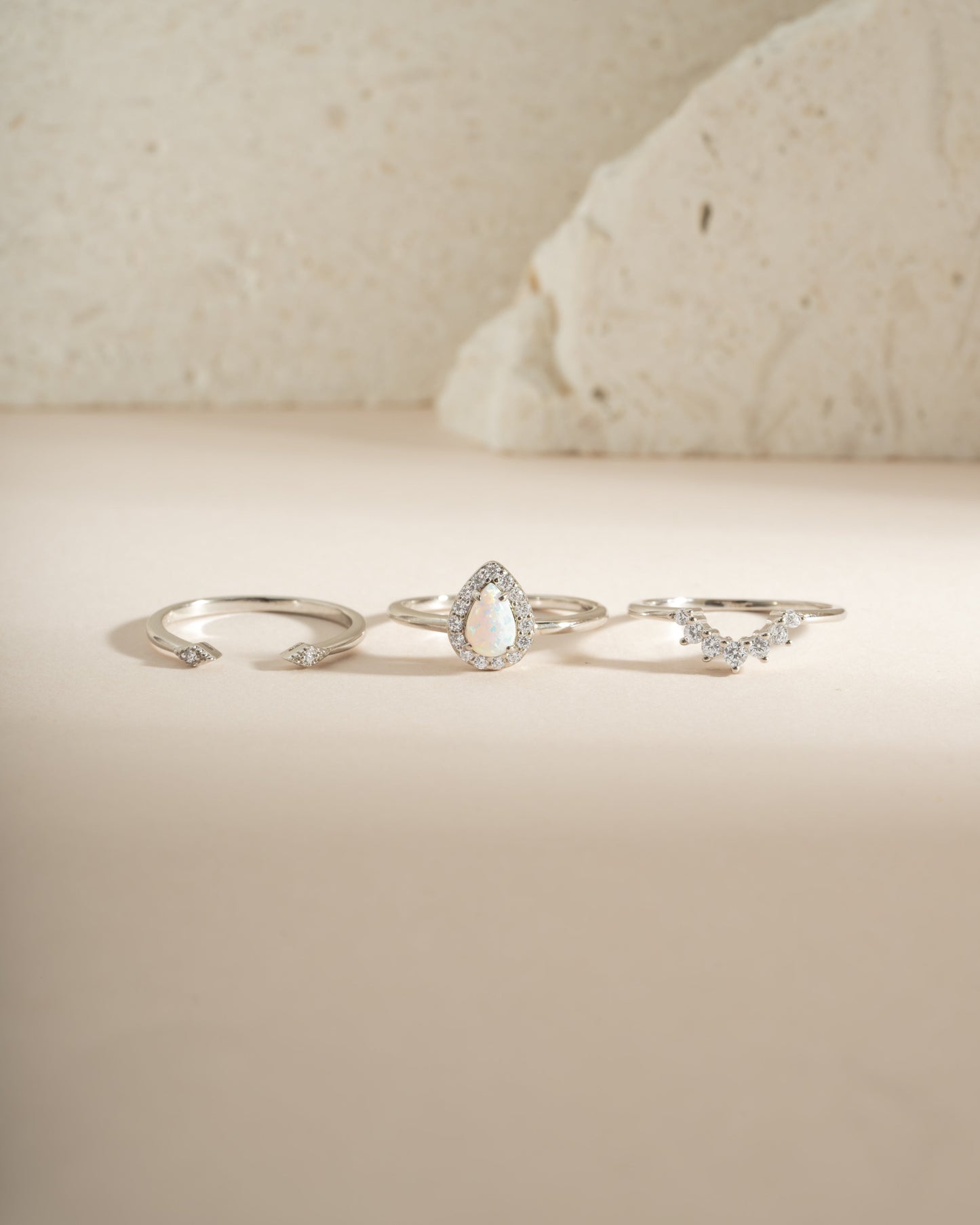 Pear Opal Ring Set