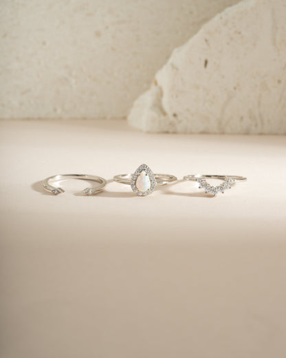 Pear Opal Ring Set