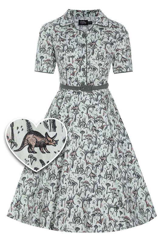 Penelope Dinosaur Forest Shirt Dress