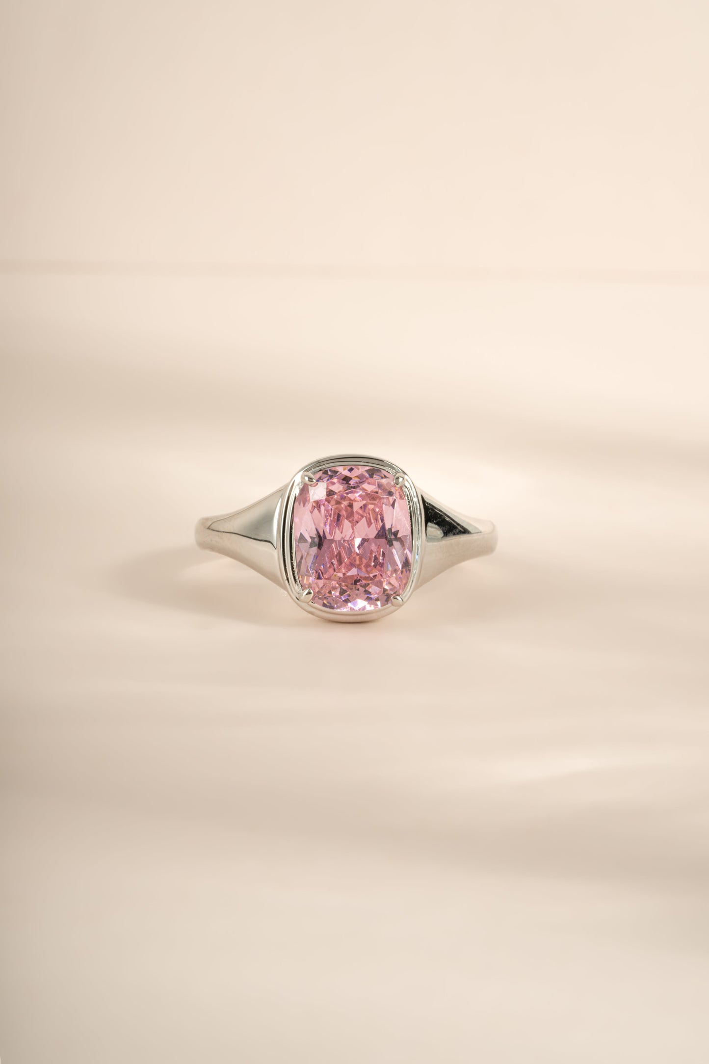 Pink Elongated Cushion Ring