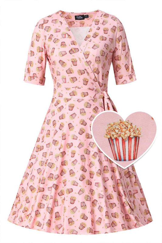 Matilda Popcorn Wrap Dress In Light Pink