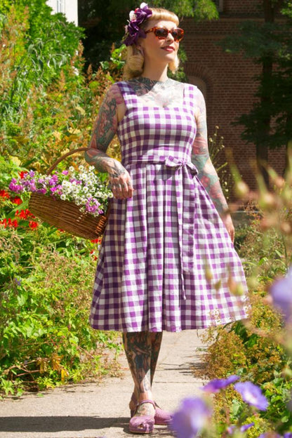 Amanda Purple Gingham Swing Dress
