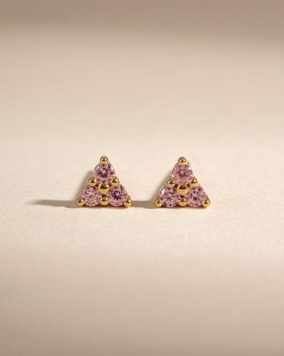 Tiny Rose 3 Stone Studs