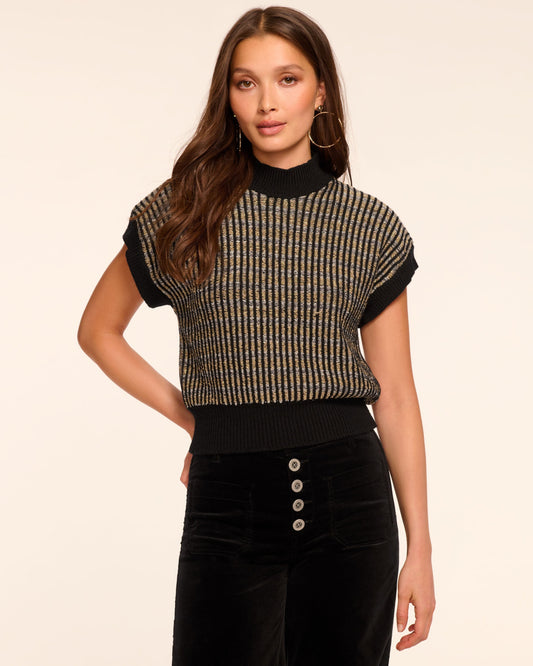 Hannah Wool Blend Metallic Short Sleeve Sweater