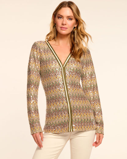 Kiki Chevron Sequin Cardigan