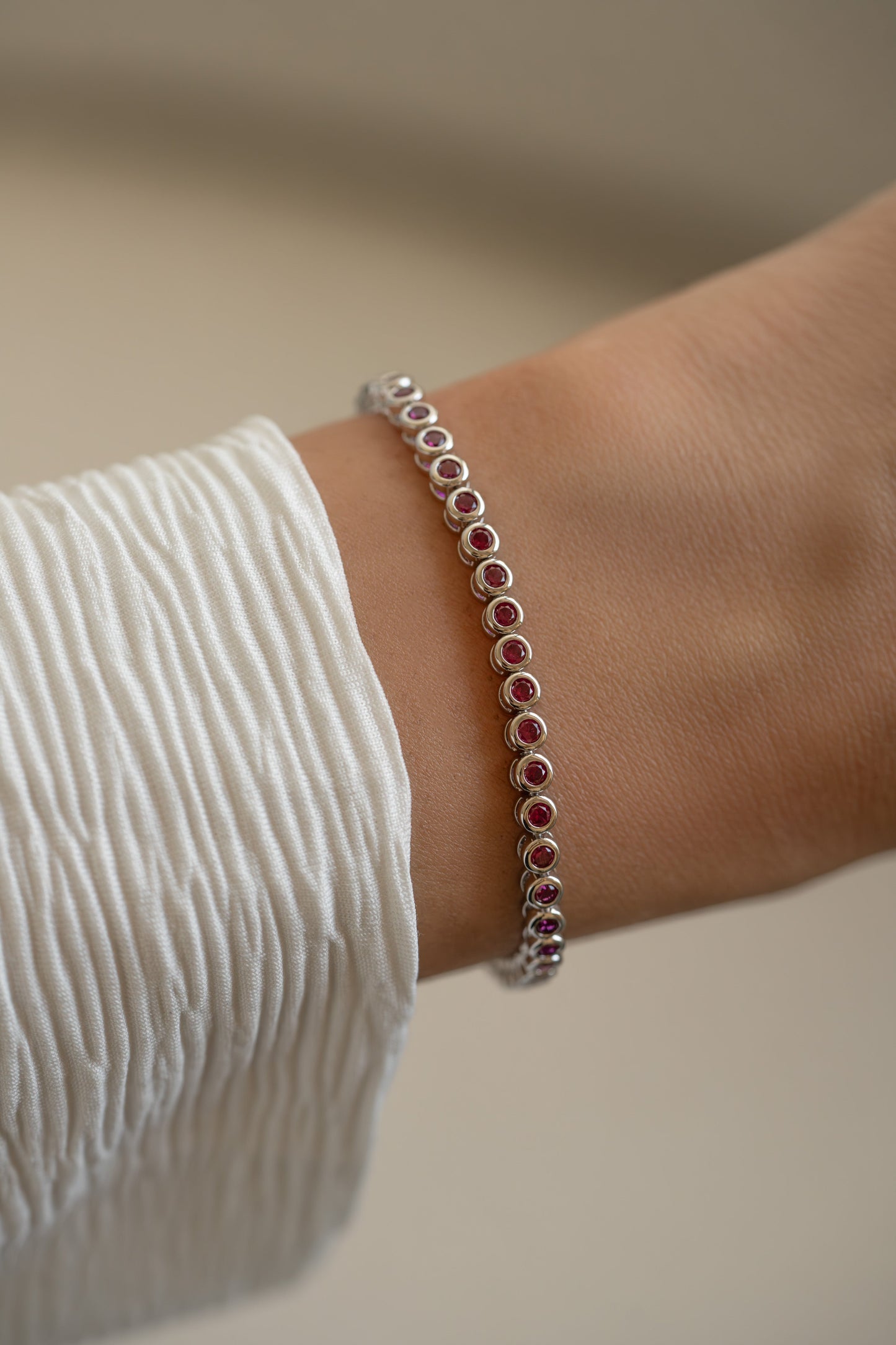 Ruby Bezel Tennis Bracelet