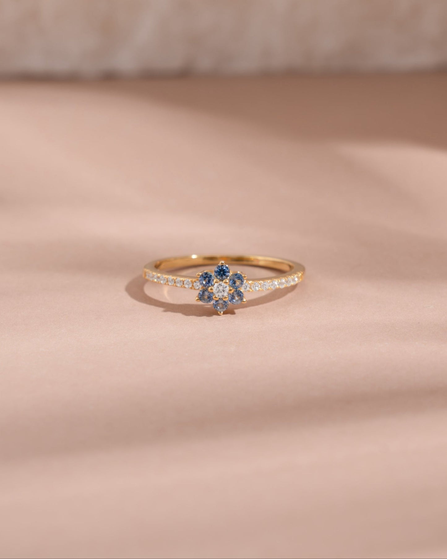 Aquamarine Flower Ring