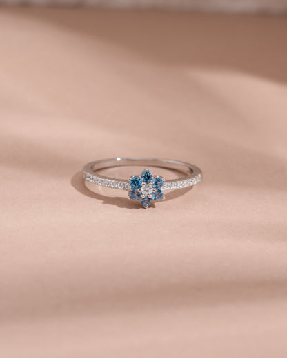 Aquamarine Flower Ring