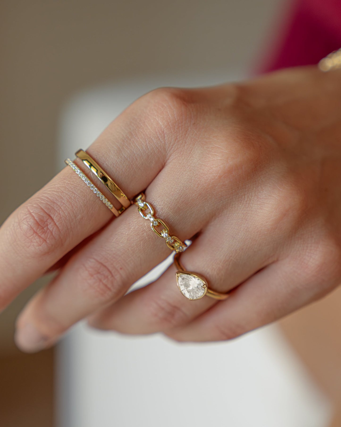 Sideways Bezel Pear Ring