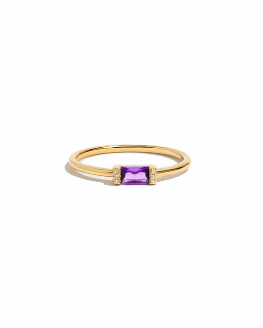 Amethyst Simple Baguette Ring