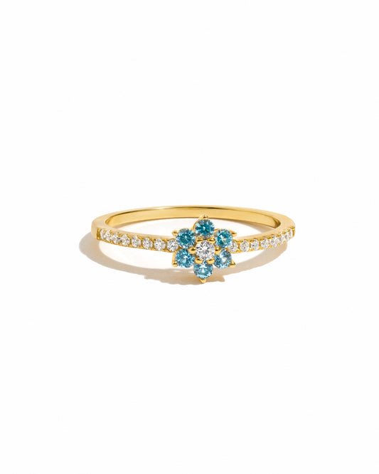 Aquamarine Flower Ring