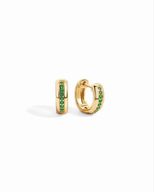 Stripe Emerald Huggie Earrings